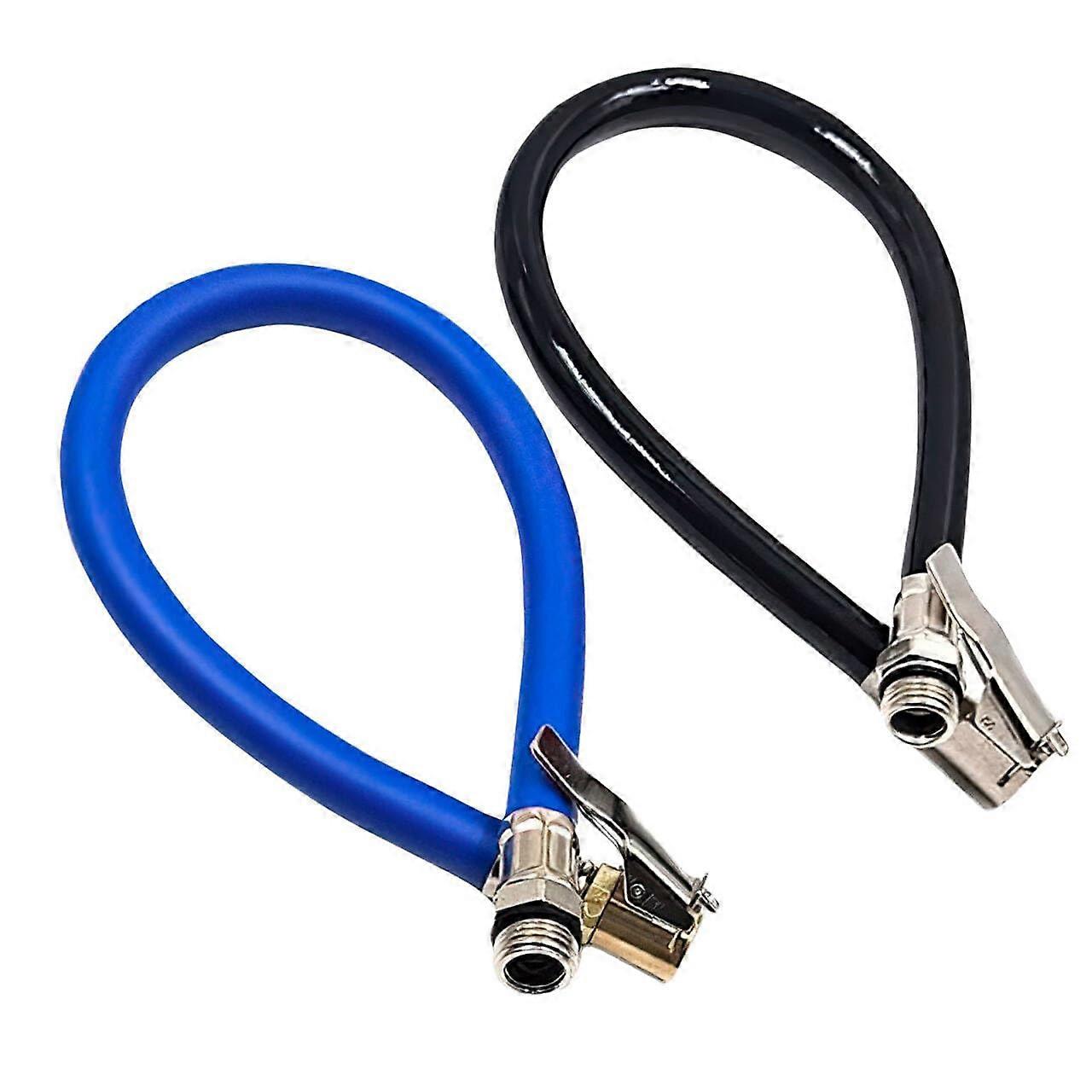 Tyre Inflator Hose Pack of 2, 12.5mm Valve Extension Set, Car Valve Adapter, Replacement Hose for Air Pump, Black Blue