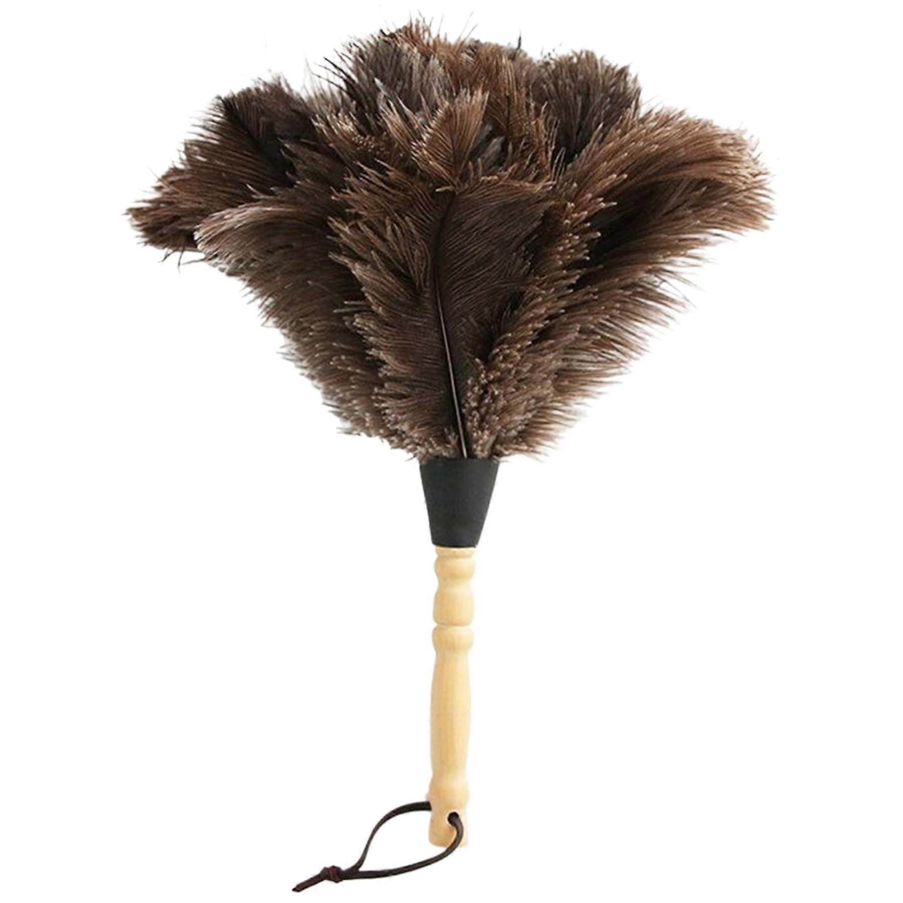 Soft Ostrich Feather Duster with Lightweight Wooden Handle for Home, Office, and Car Cleaning, Hanging Design