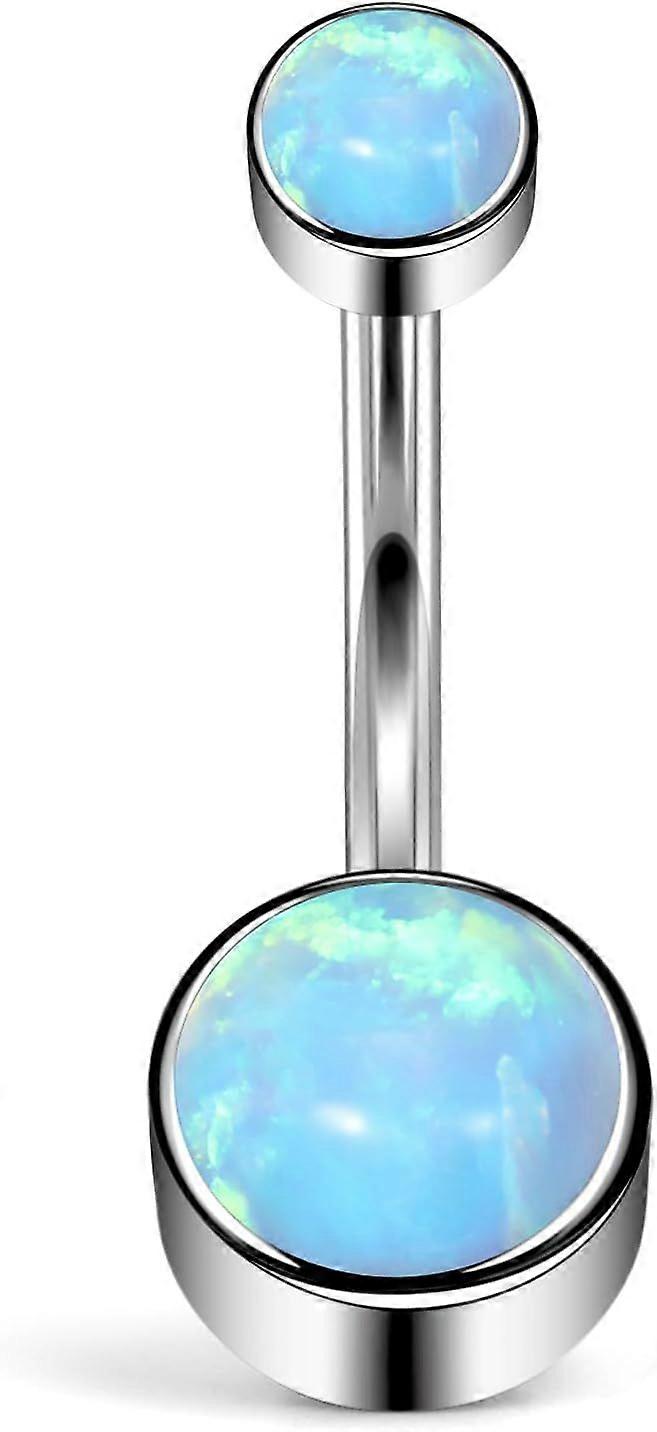 Titanium Internally Threaded Belly Button Ring Piercing Jewelry Round Opal Navel