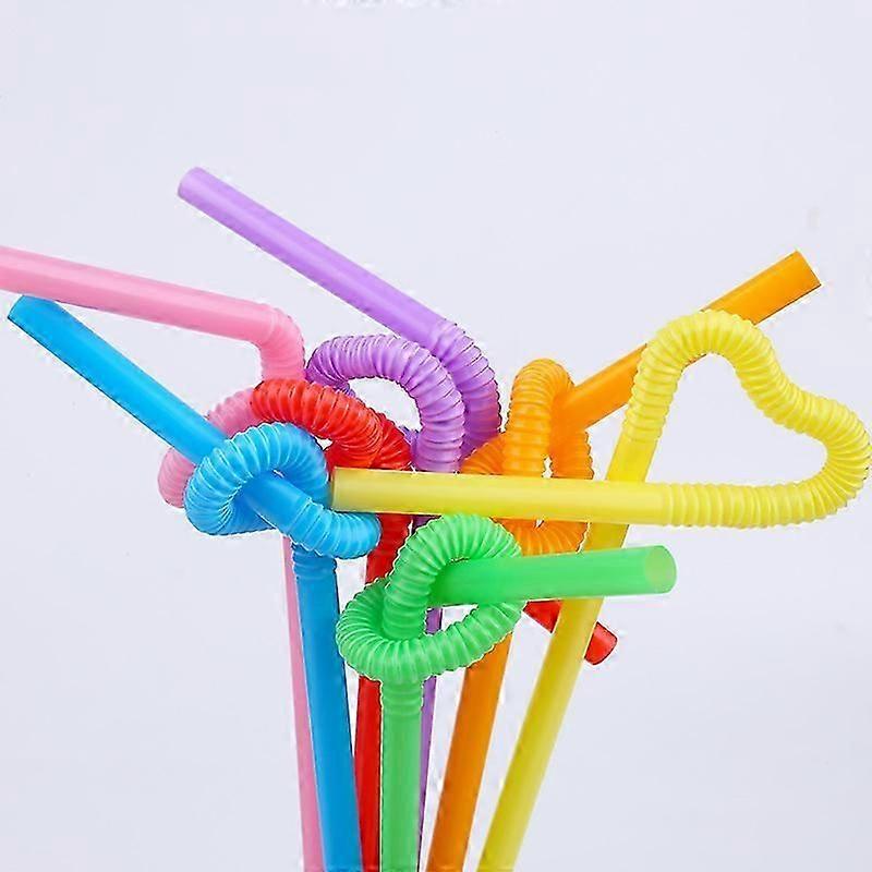100 Pcs Flexible Plastic Drinking Straws, Disposable Bendy Party Fancy Straws