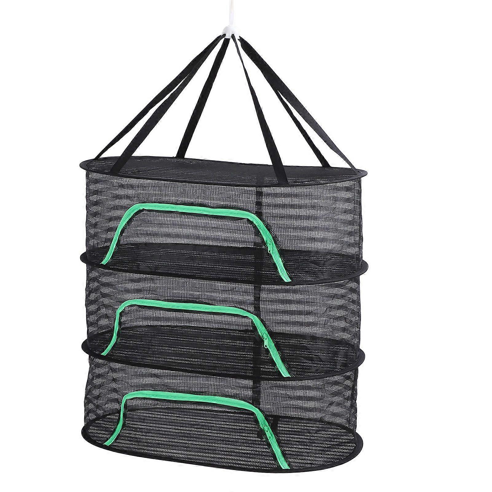Hanging Drying Mesh with Zipper Breathable Polyester Foldable Hanging Mesh Drying Rack for Fish Vegetable Fruits Petal 3 Layers