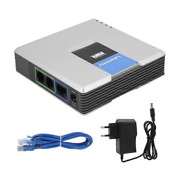 VoIP-Gateway Internettelefon 2-Port-Adapter SIP RJ45-Kabel Kompatibel mit Linksys PAP2T EU-Stecker 100-240V