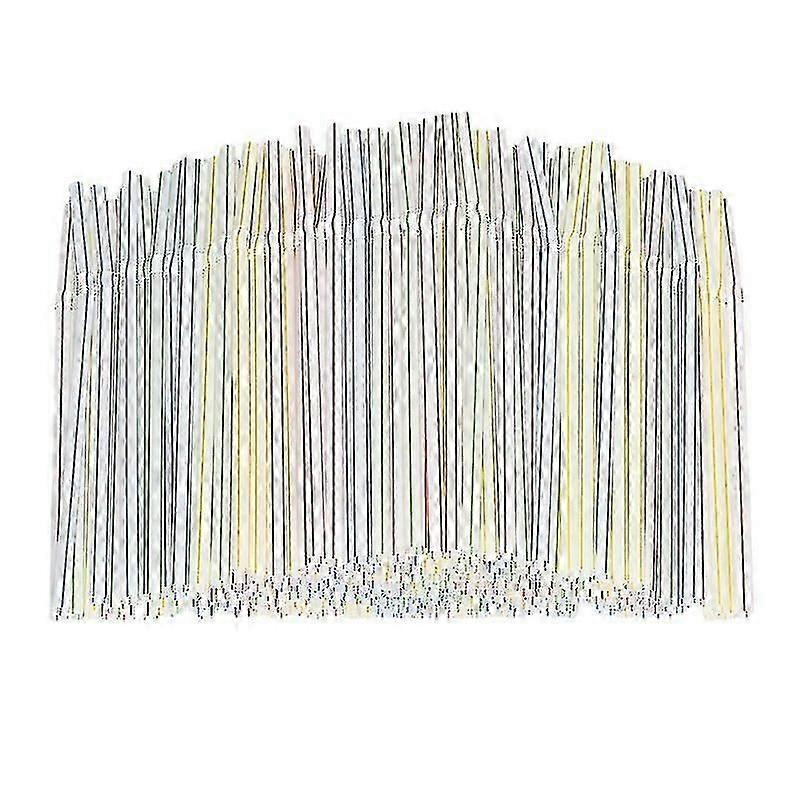 100pcs 8-Inch Multi-Colored Plastic Drinking Straws, Bendable, Disposable