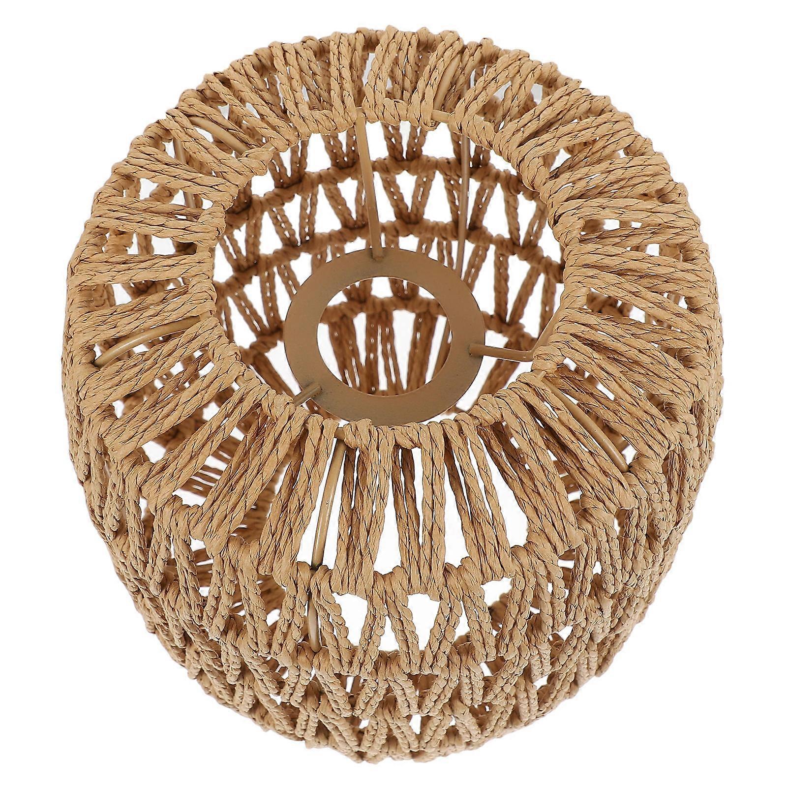 Woven Rattan Lampshade Rustic Lantern Shape Light Diffusion for Adults Home Decoration 1Pcs