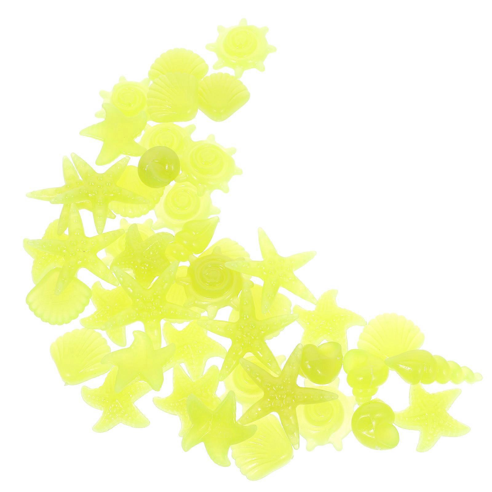 50pcs Yellow Glow in the Dark Pebbles for Aquarium and Flowerpot Decoration Resin Material