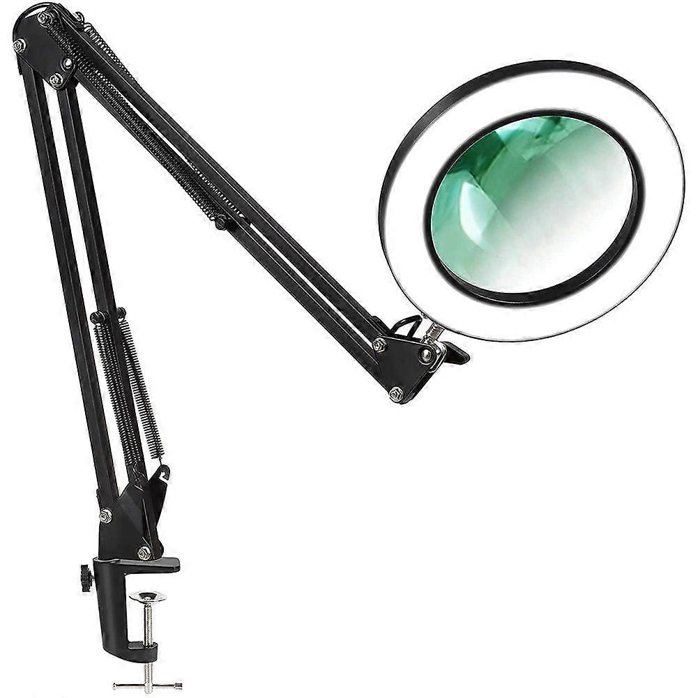 Magnifying Glass with Light and Bracket,3 Color Modes Stepless Dimmable LED Desk Lamp, Used for Rea