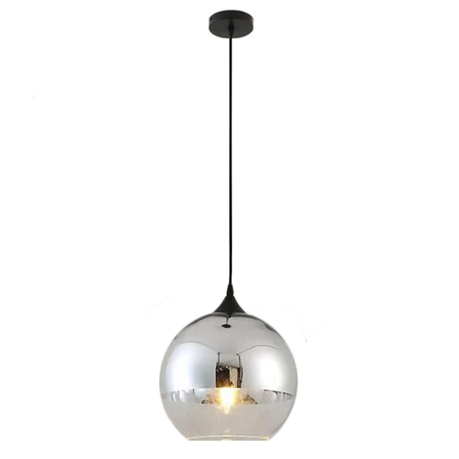 Semi-Plated Spherical Glass Pendant Light DGY-1004 20cm Silver Modern Globe Ceiling Hanging Lamp For Kitchen Island
