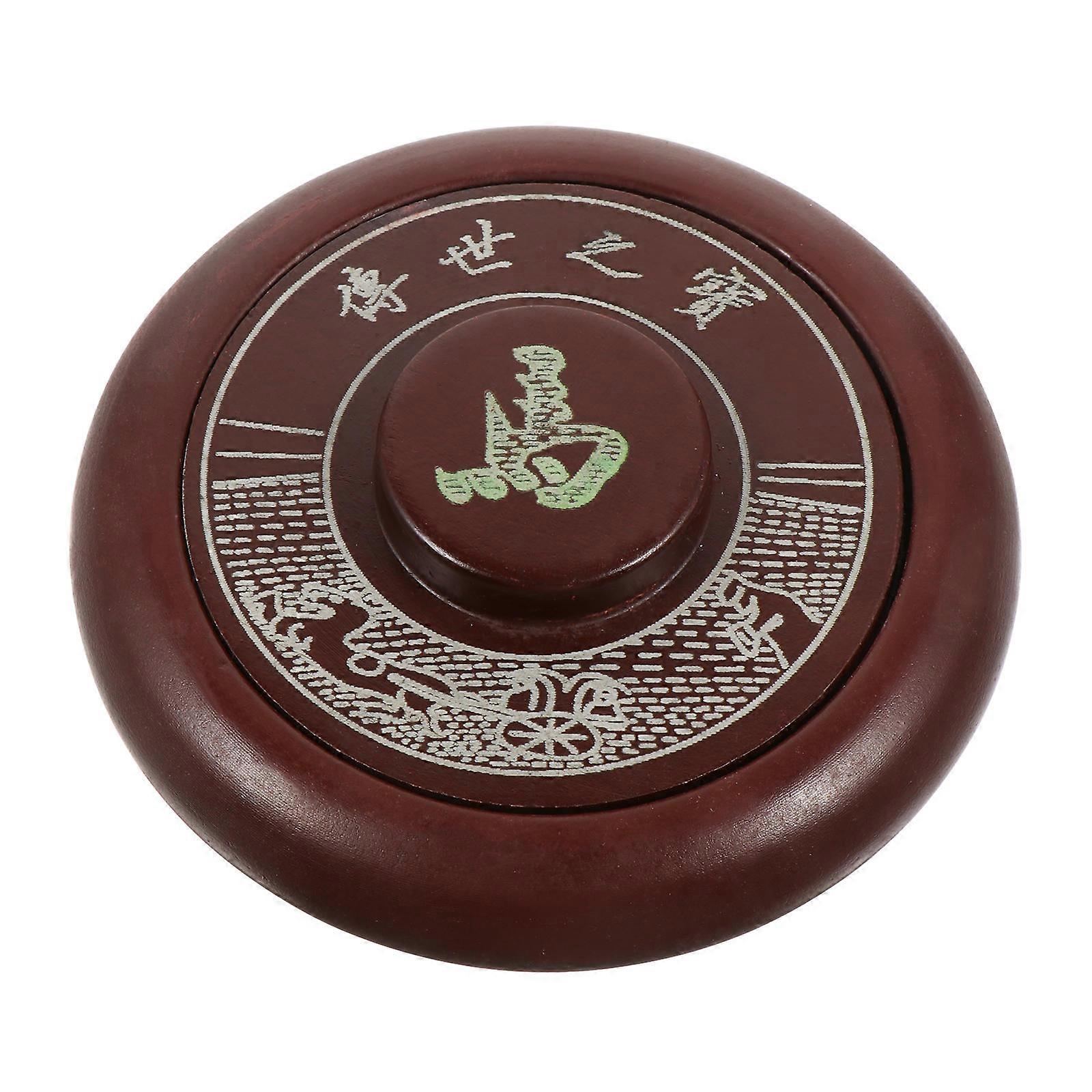 Red Student Inkstone for Home Use Smooth Surface and Carved Design 4 Inches