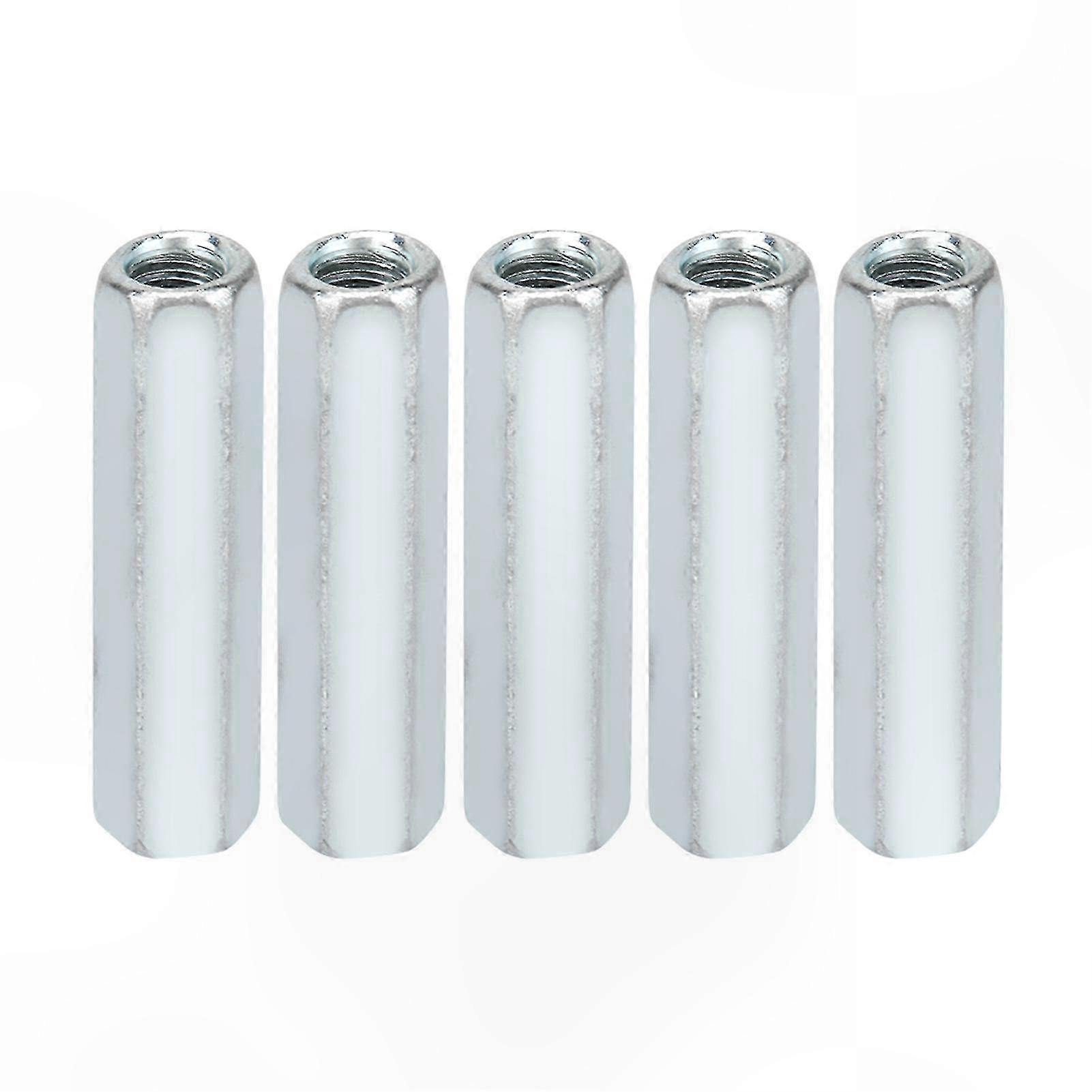 5-Pack M6 x 40mm Hex Nuts for Threaded Rods, Long Coupling Nuts