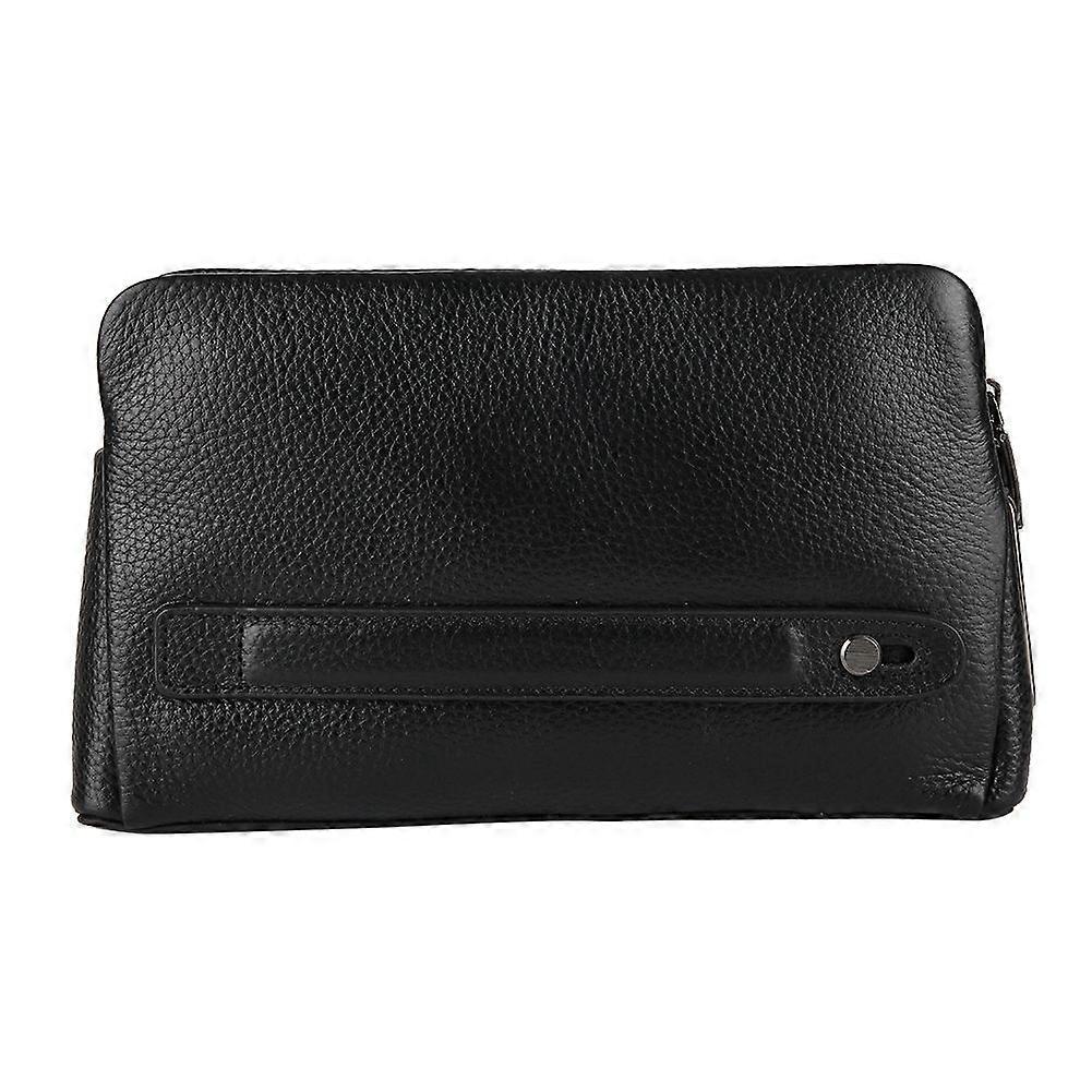 Fipilock FL-V1 Men Zipper Leather Wallet Smart Fingerprint Security Anti Theft Handbag Black
