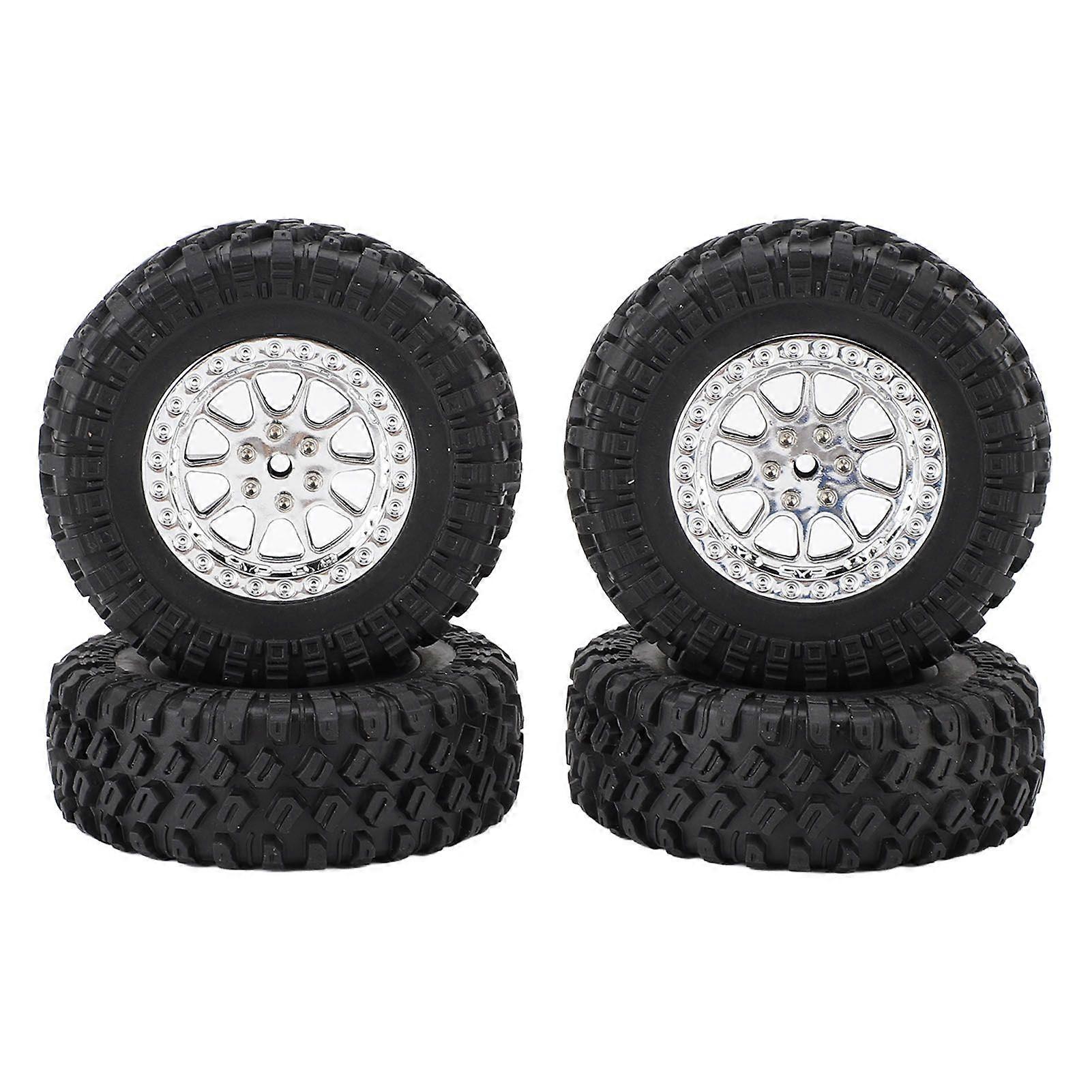 RC Car Tires Rubber Sturdy Remote Control Pickup Truck Wheel Tires Replacement for MN82 Silver