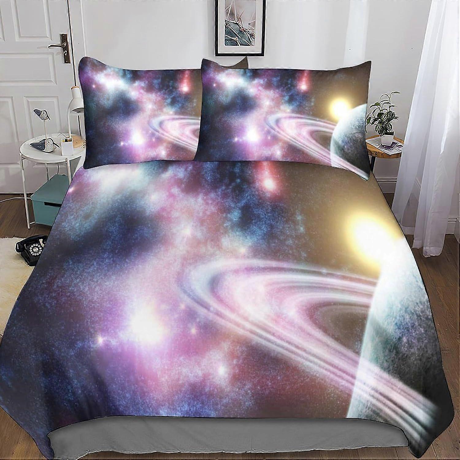 Bedding Single Bed Set Galaxy Printed Duvet Cover Super Soft Microfiber Bedding Set with Zipper with Pillowcases Quilt Cover Hypoallergenic for in Kid