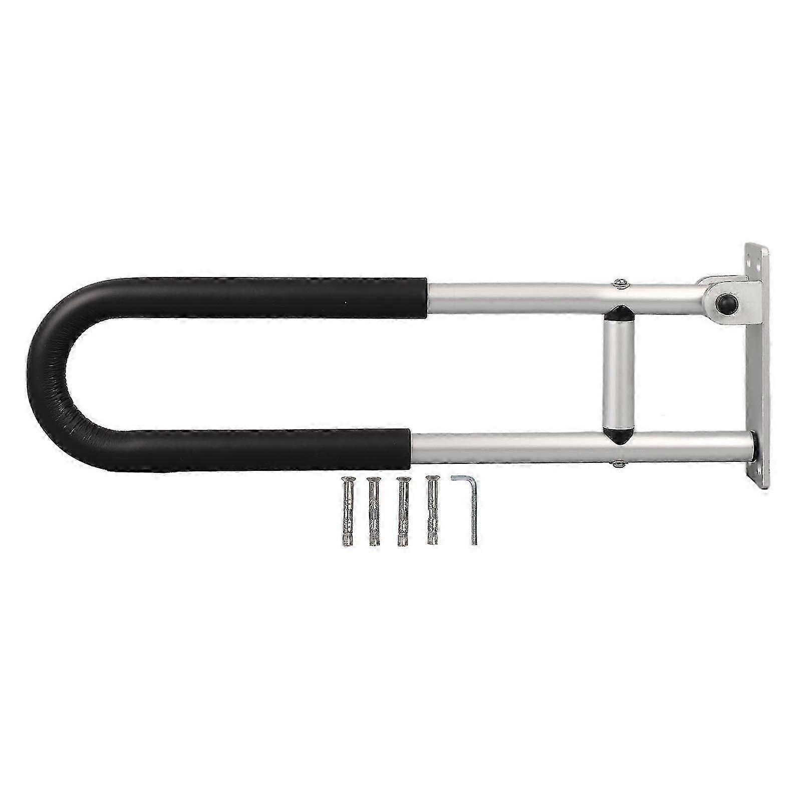 Flip Up Grab Bars Aluminium Alloy 23.6in Long Easy Mounting Foldable Bathroom Grab Bars for Toilet Washroom Lavatory Type 2
