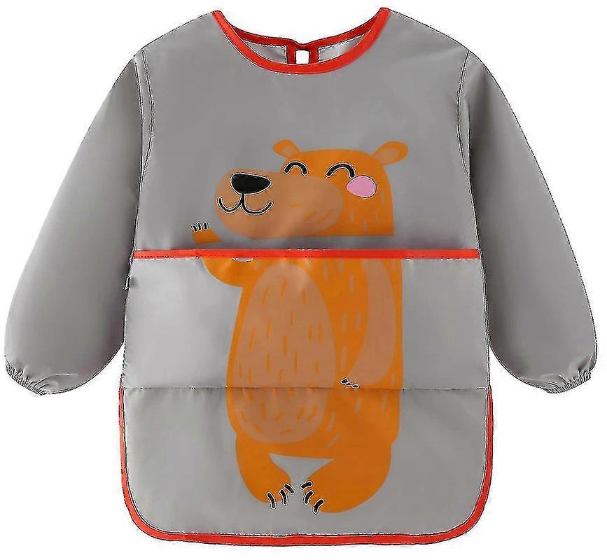 Kŕmenie Bibs s rukávmi Unisex Dieťa Vodotesné zástera s dlhým rukávom Anti-dressing Drool Bibs Easy Wipe Bibs Batoľa Maľovanie Craft Smock oblečenie s L