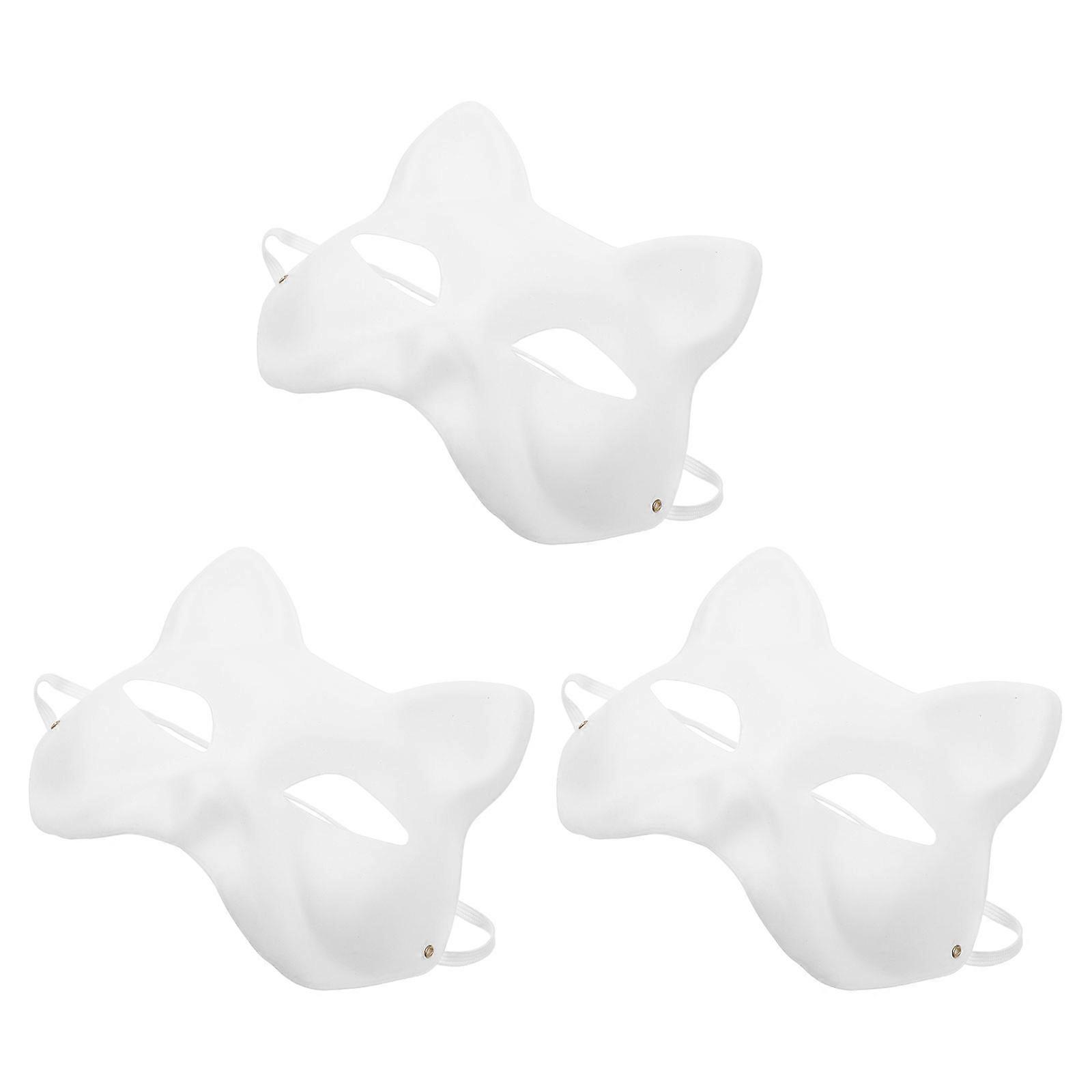 DIY Cat Mask Paper Mask for Painting 15Pcs White Half Face Animal Masks