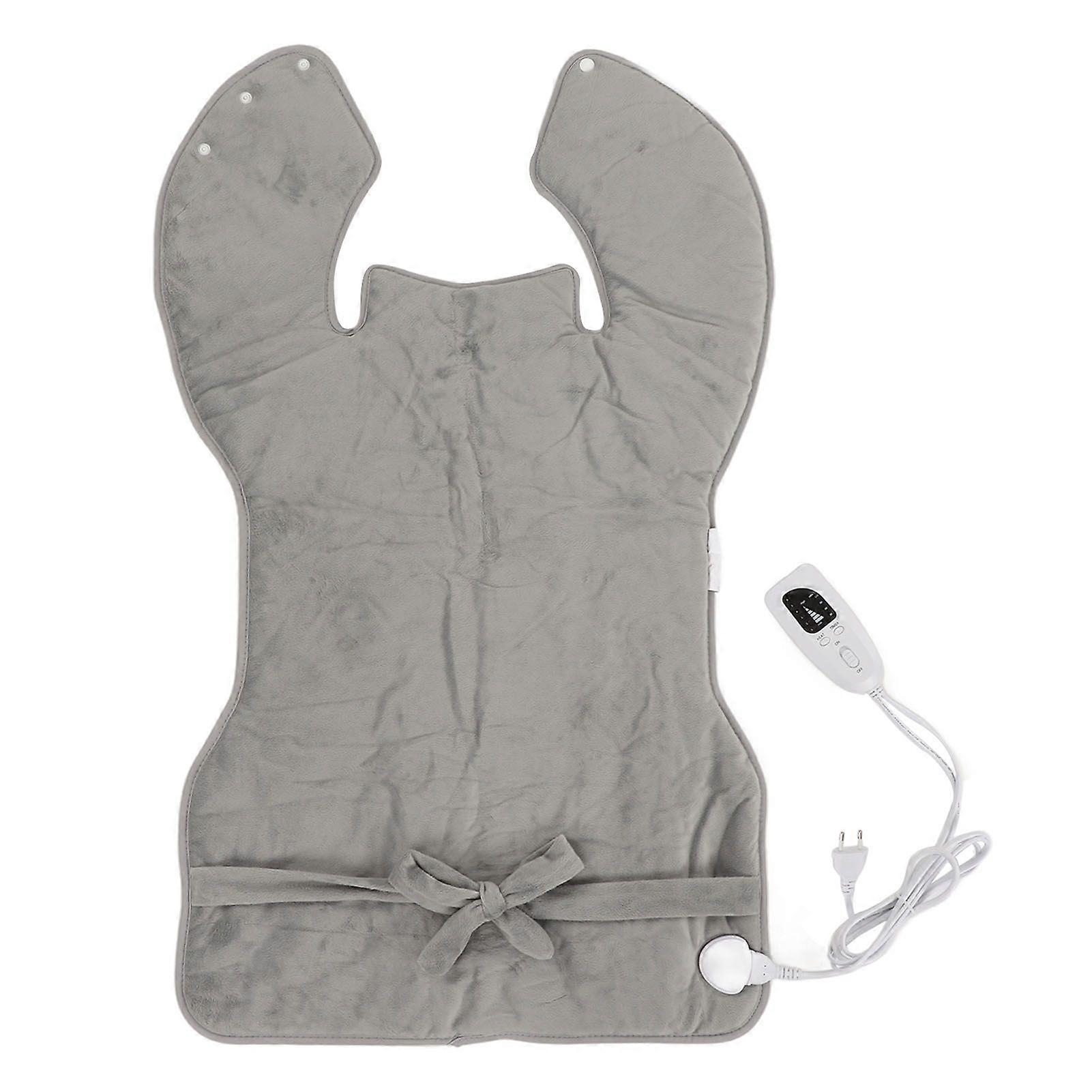 Back Heating Pad 6 Level Temperature Adjustment Drapeable Electric Back Heating Pad Soft Plush Back Heater Silver Gray EU Plug 220V