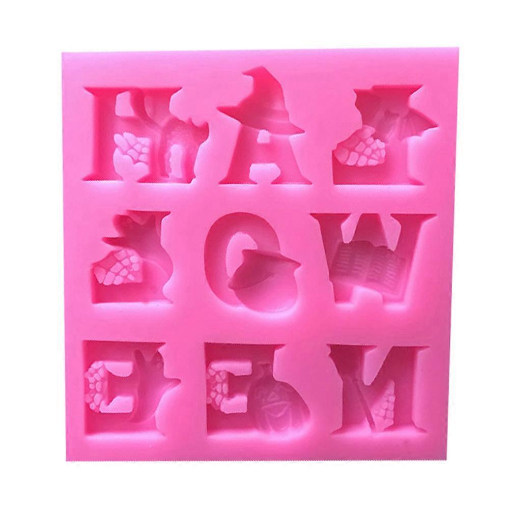 Halloween Baking Mold Silicone Cake Mold Witch Pumpkin Ghost Letters Pink