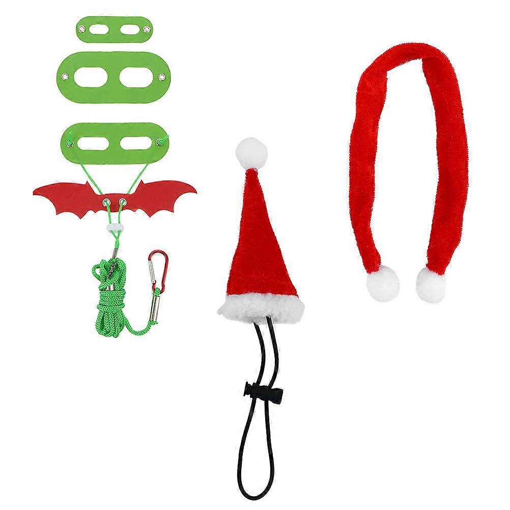 Christmas Lizard Leash Harness Set for Pet Use with Hat and Scarf 2Sets