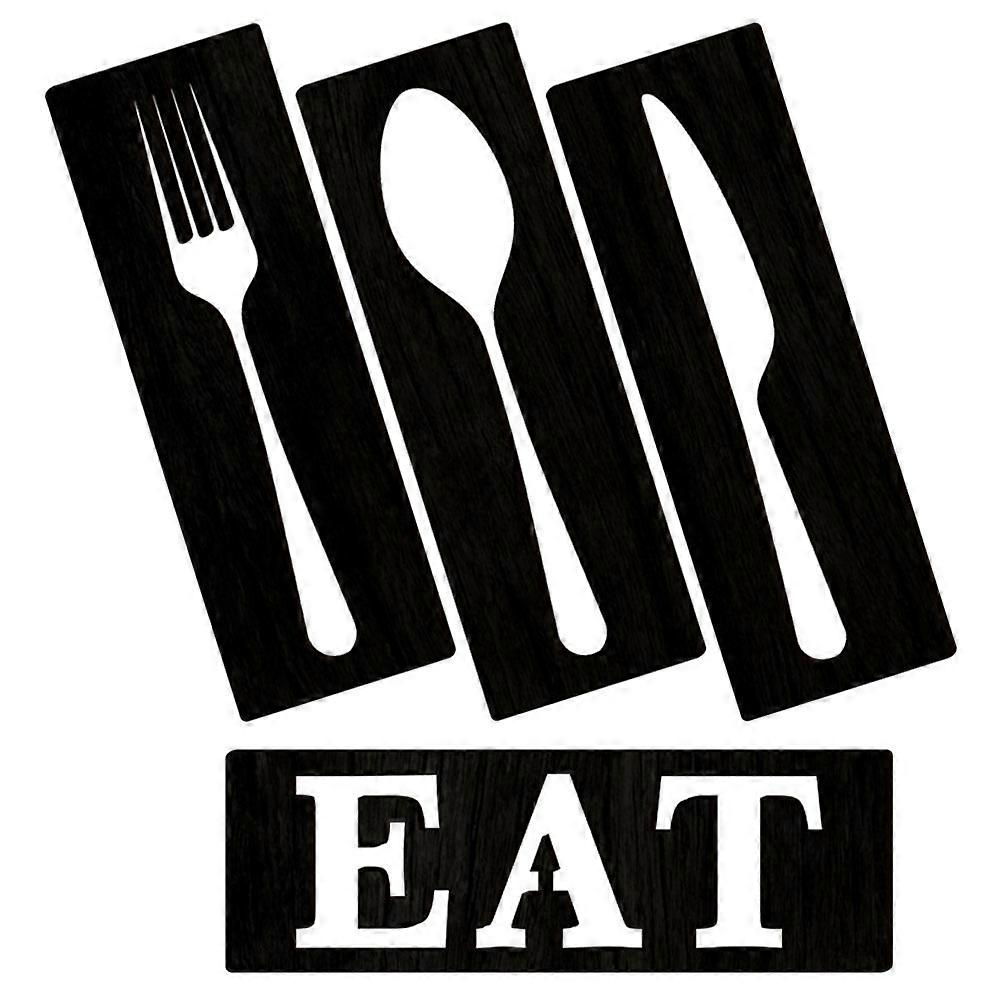 5Sets Eat Sign Wooden Tableware for Kitchen Wall Decor Rustic Dining Room