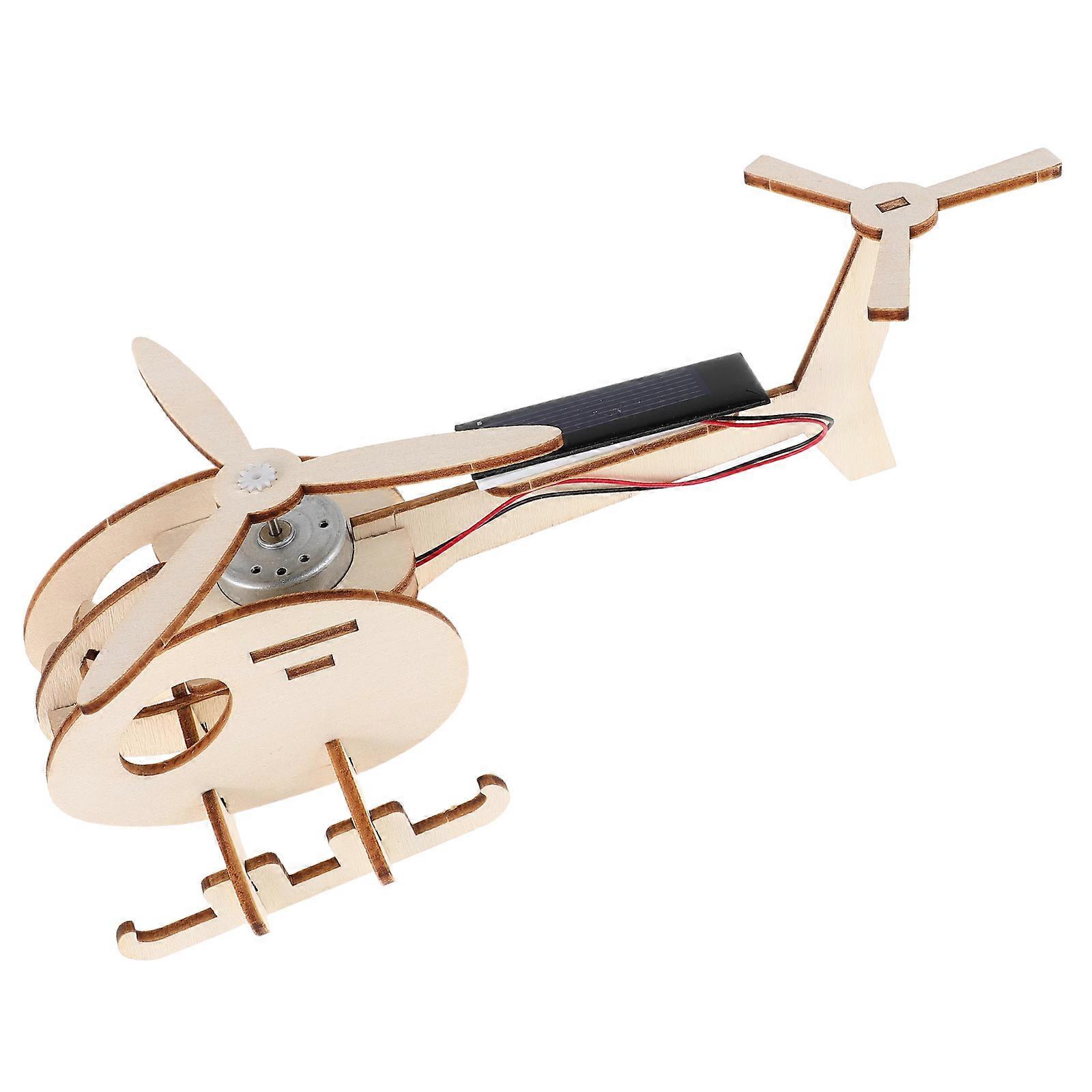 DIY Wooden Helicopter Solar Powered Model Toy for Science 3Sets