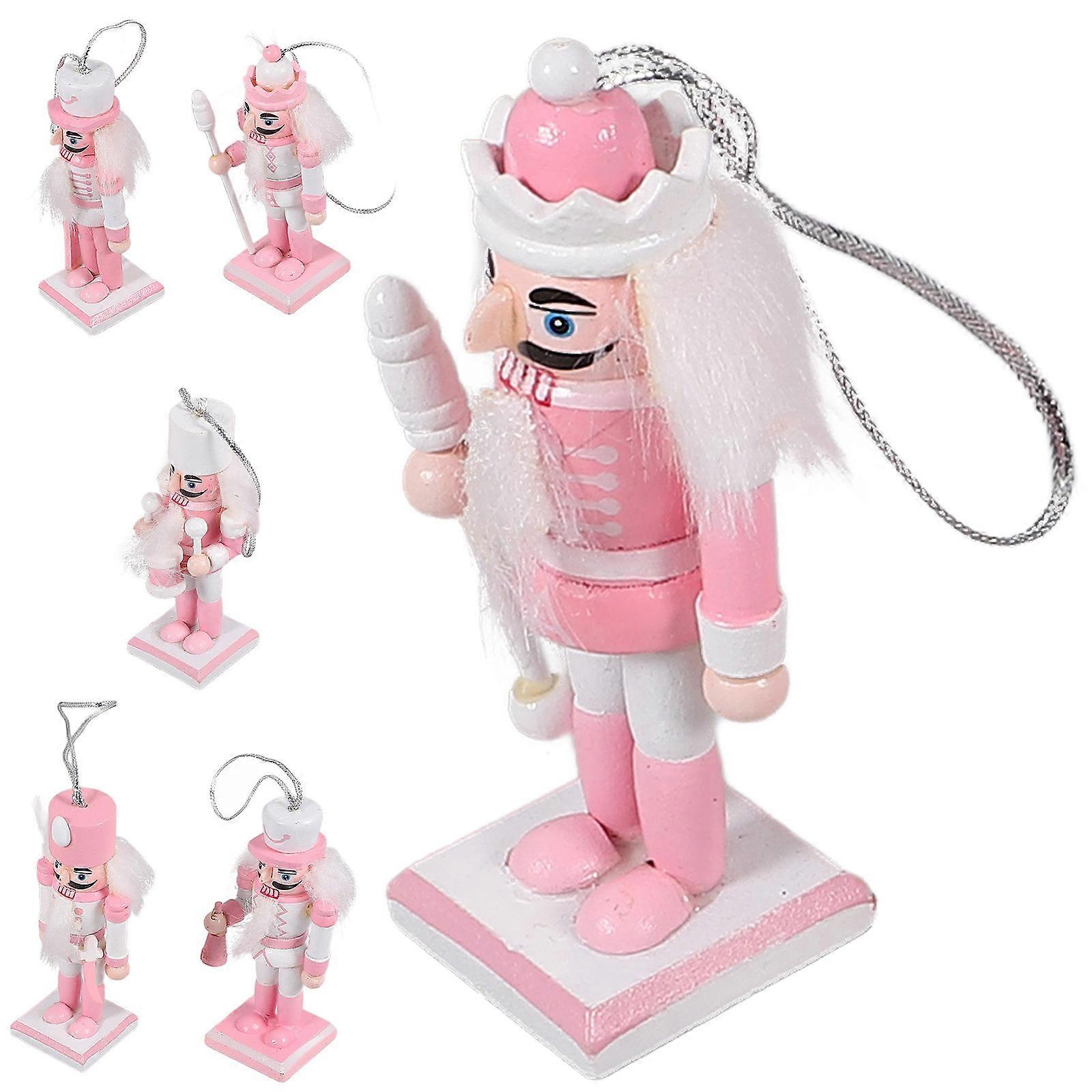 Wooden Nutcrackers Craft 30Pcs Pink Nutcracker Ornaments for Home Use and Gifting