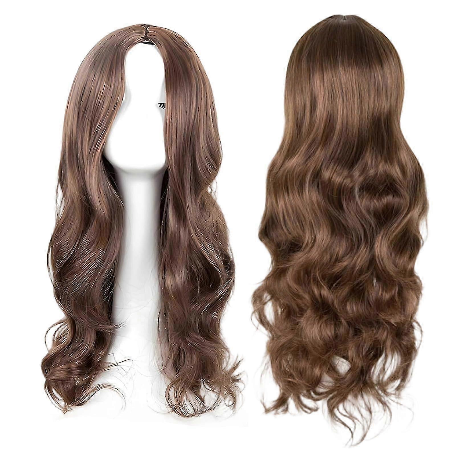 Ladies Wigs 70 Cm Long Curly Synthetic Wig For Daily Wear, Easy To Style, Cosplay And Parties Brown