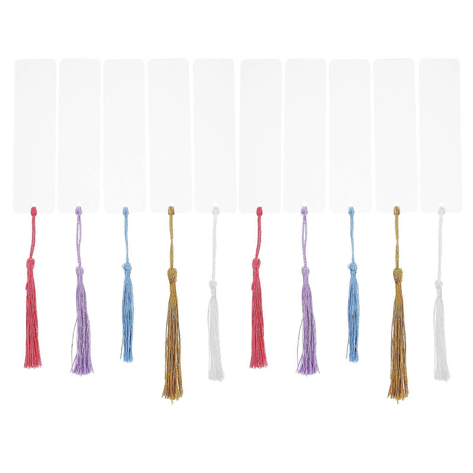 DIY Acrylic Bookmark with Tassel for Reading Use 5Sets Transparent Bookmarks