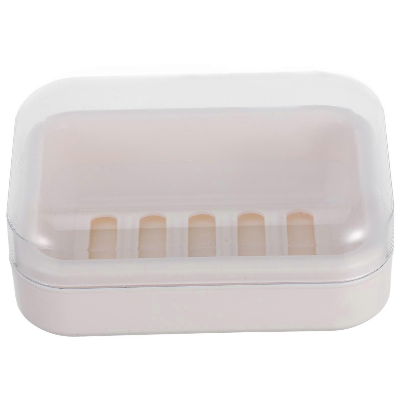 Soap Dish With Drainage Tray For Bathroom And Kitchen In Beige Color 13.5x9.6x5.8cm Easy To Clean 1Set