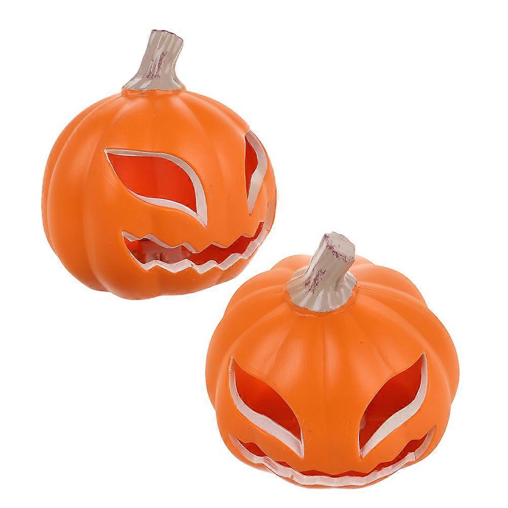 Light Up Pumpkin Festive Style Large Glowing Pumpkin Lantern for Halloween Party and Shop Window Decoration 13.50X13.30X12.20CM Window Display 2Pcs