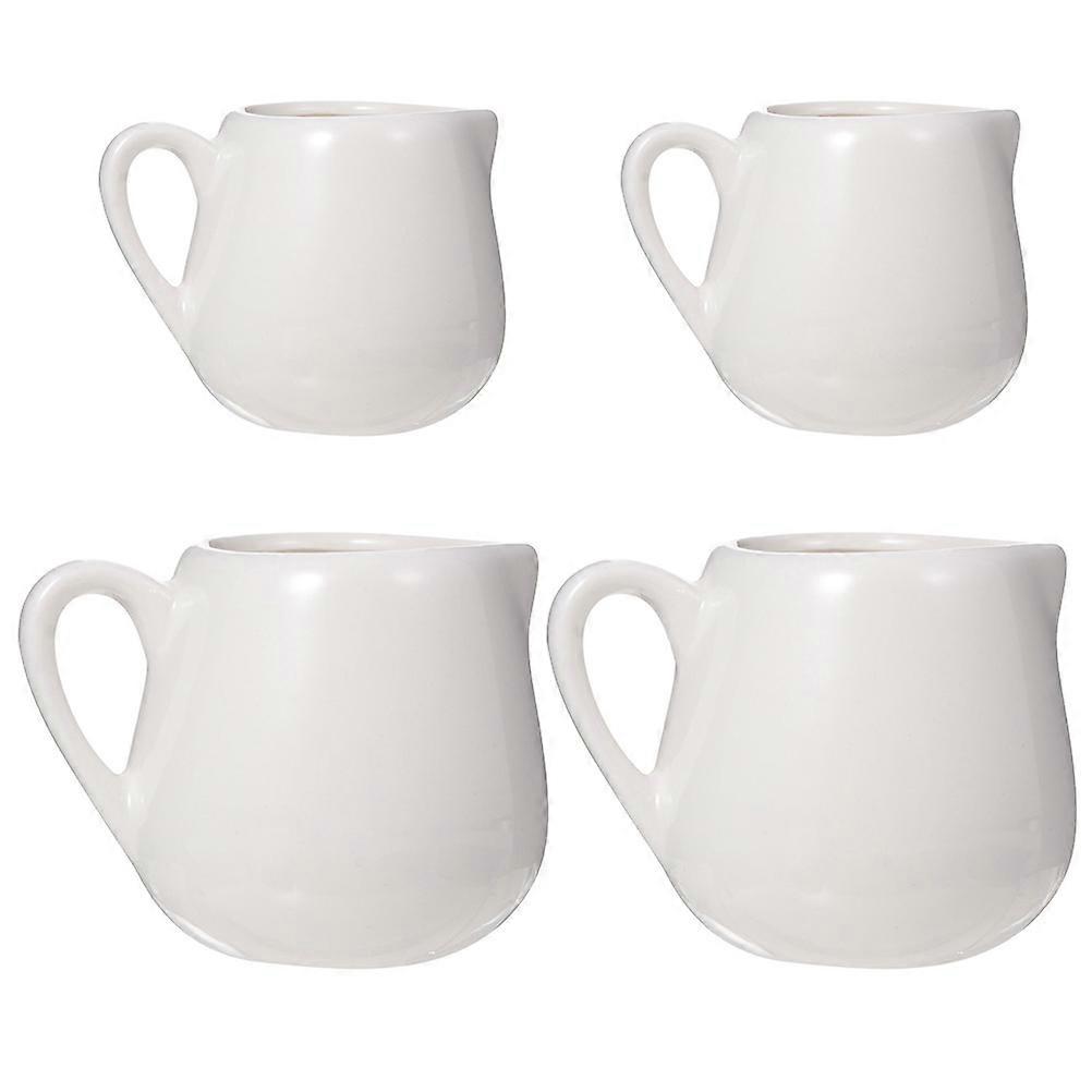 White Ceramic Milk Jug Mini Sauce Cup for Kitchen Use 8Pcs
