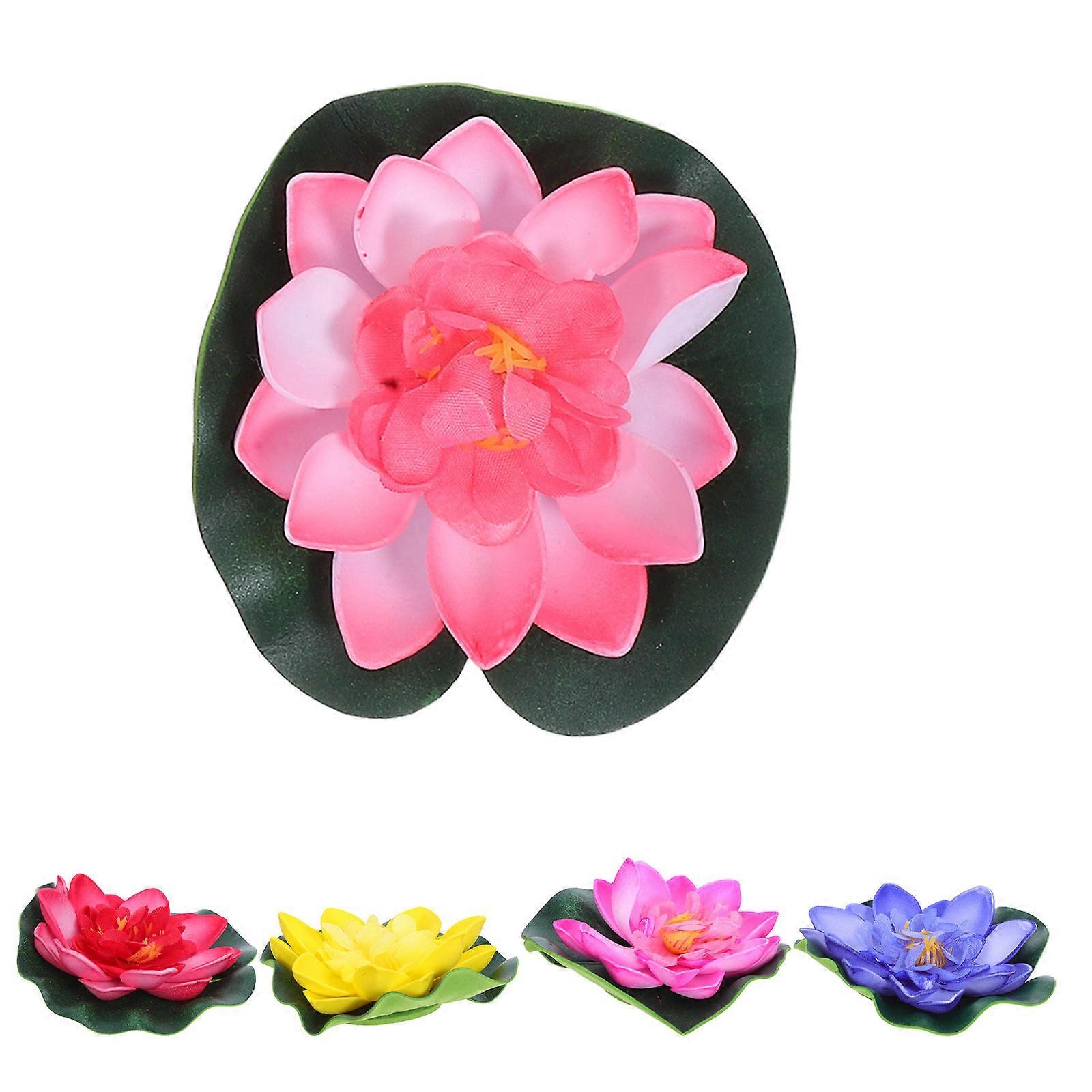 Artificial Floating Water Lily Lotus Flower Pond Decor with 10Pcs Assorted Colors