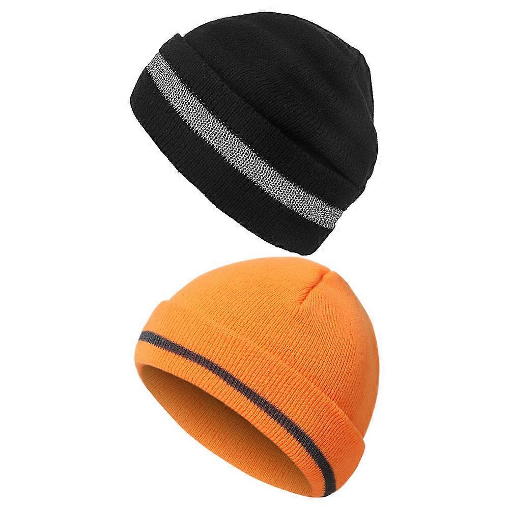 Knitted Beanie For Outdoor Activities Safety Rolled-edge Design 4Pcs