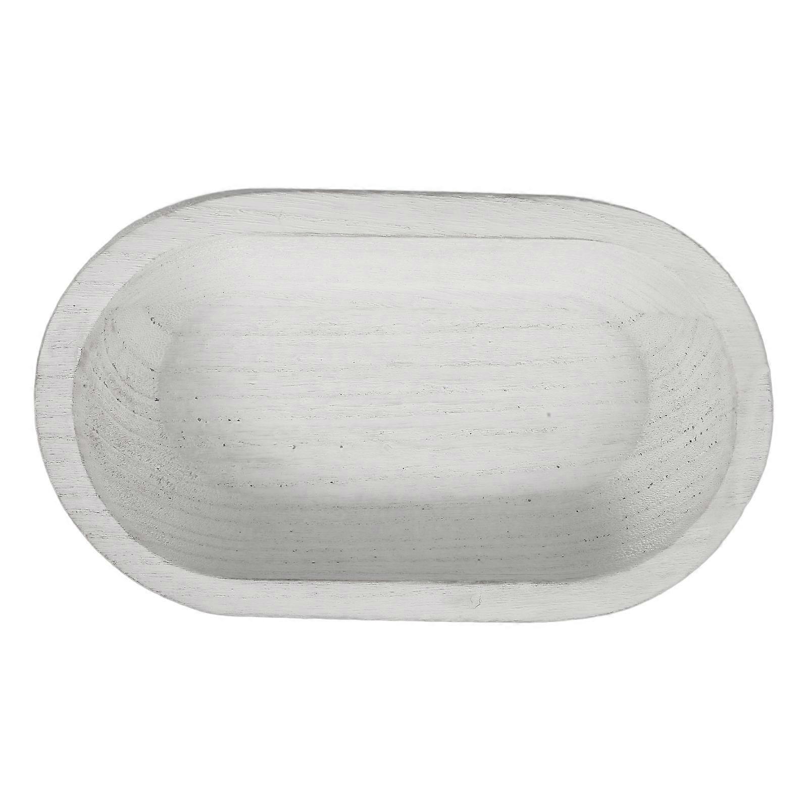 White Wood Tray for Storage Use 3Pcs Oval Shape Fruit Serving Plate