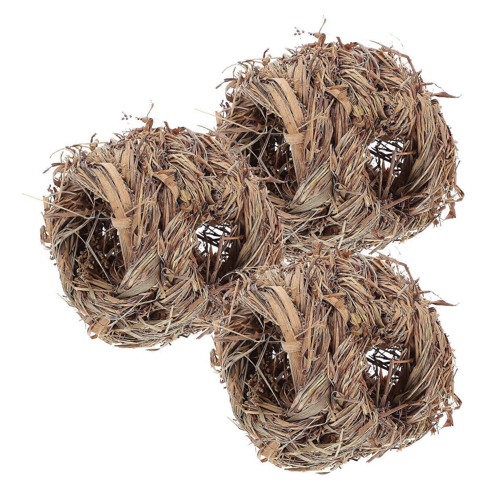 Grass Rabbit Hut Woven Straw House for Small Pets 15Pcs Set