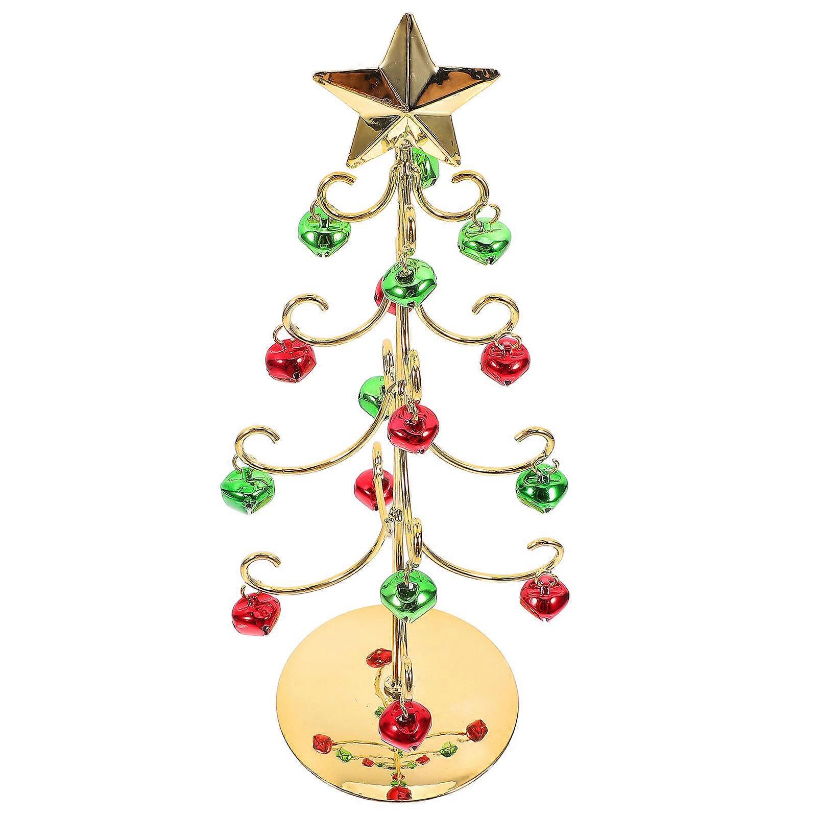 Golden Iron Xmas Tree Decoration for Christmas 3Pcs Tree with Bell Ornament