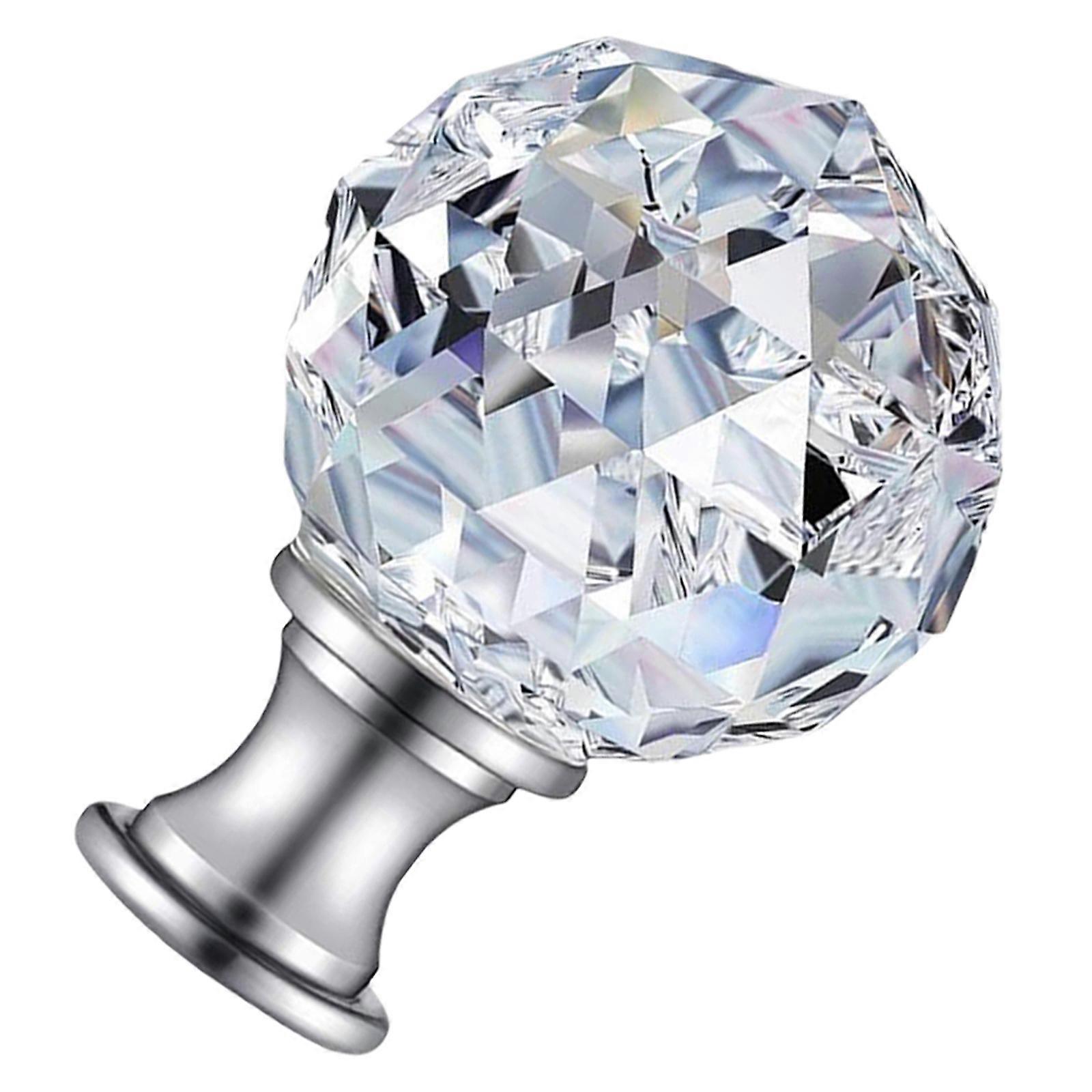 Light Knob Decor 2Pcs Crystal Lamp Finial Replacement Silver Color With Round Shape For Interior Design And Decorative Purposes