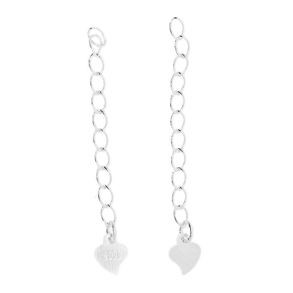 2pcs 925 Sterling silver extender chains love heart connect chain Silver