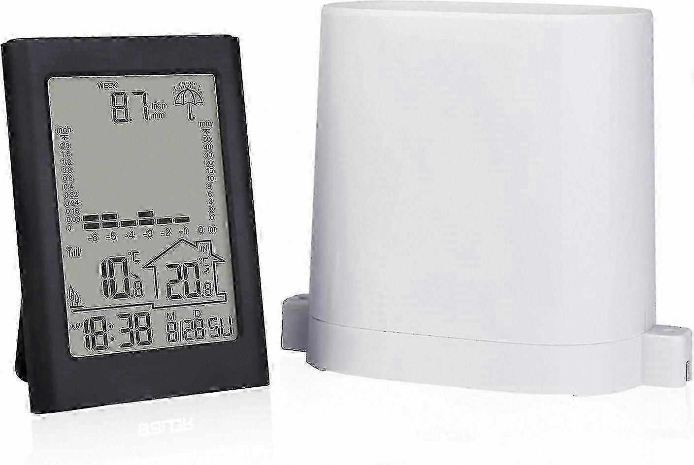 Wireless Digital Rain Meter with Indoor Outdoor Temperature Display Weather Station