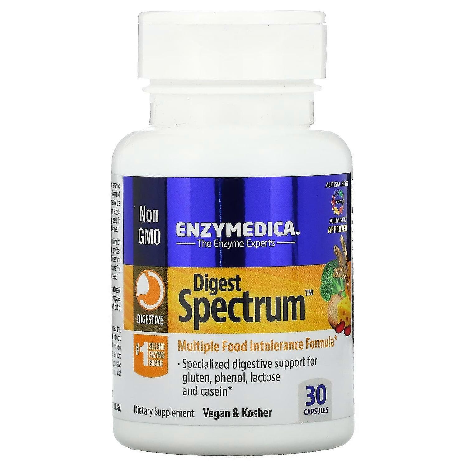 Enzymedica, Digest Spectrum, Complete Food Intolerance Formula, 30 Capsules
