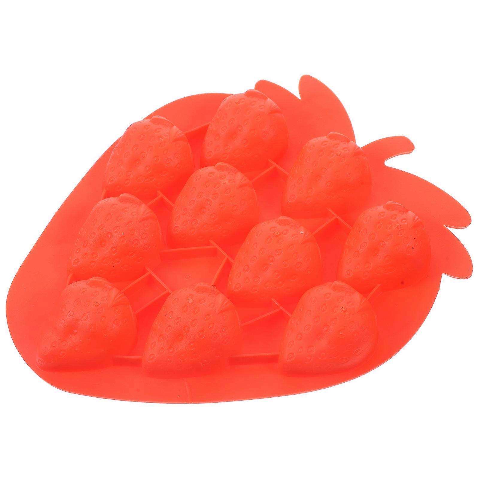 Fruit Strawberry Shape Ice Tray Mold for Kitchen Use 2Pcs Silicone