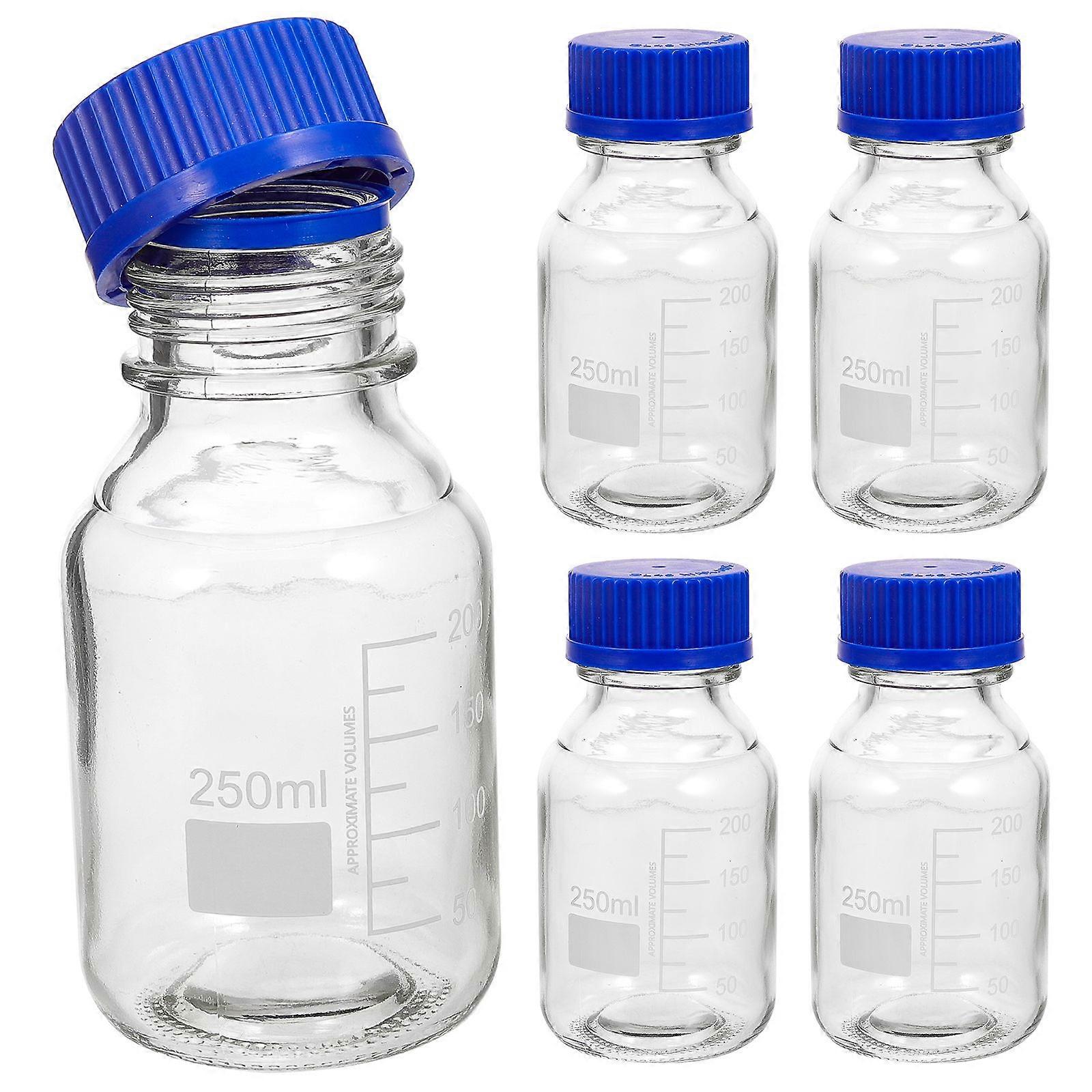 4 pcs Graduated Reagent Bottle Storage Glass Bottle Empty Reagent Bottle with Screw Caps