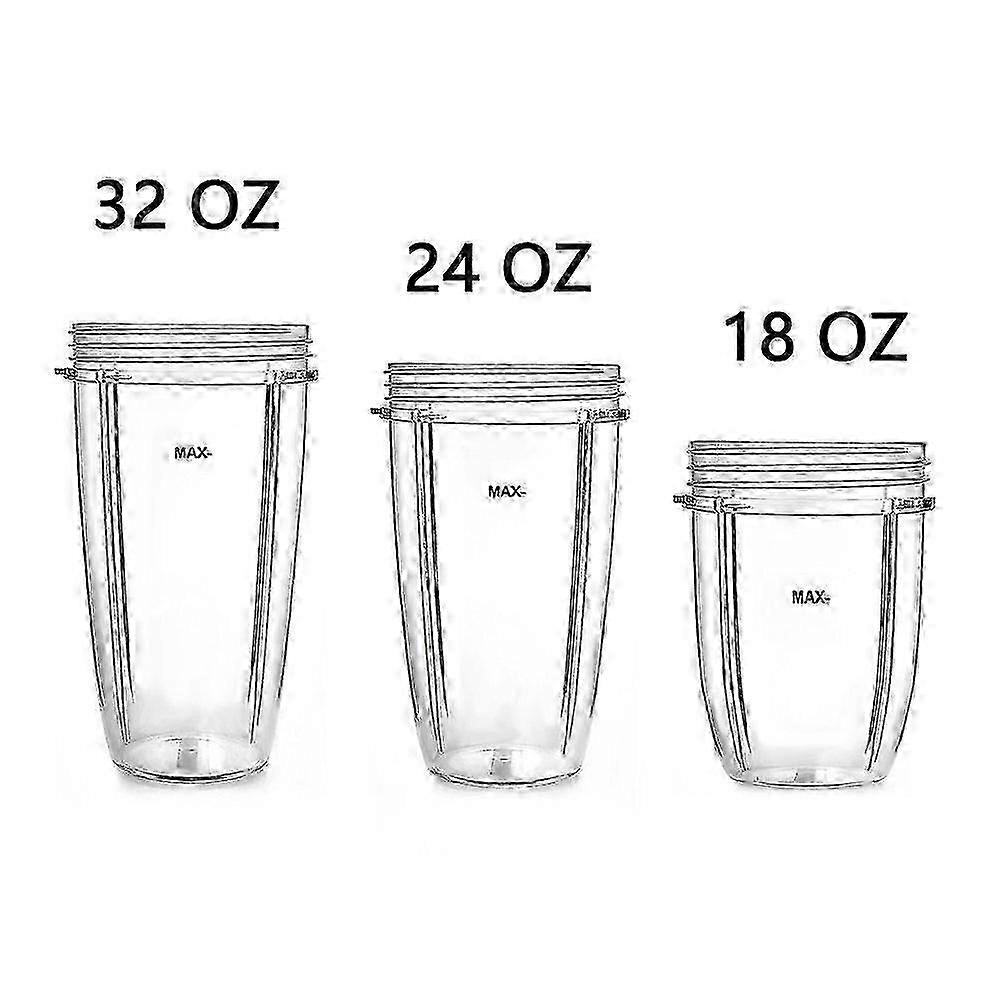 25-26 Nutribullet Replacement 18/24/32 Oz Replacement Cups Compatible With Nutri Bullet 600w And 900w