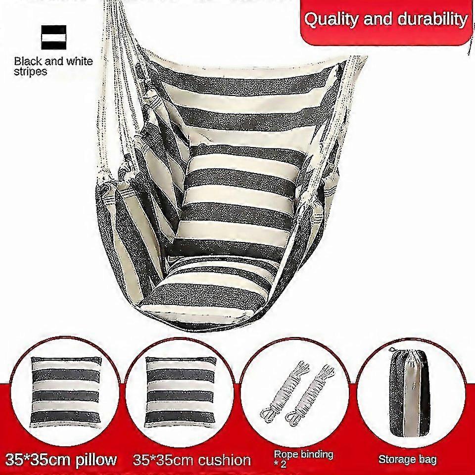 עבור 1pc כיסא תלייה מבד פסים עם כריות עמיד נדנדה פנימית וחיצונית עם אחסון כריות B