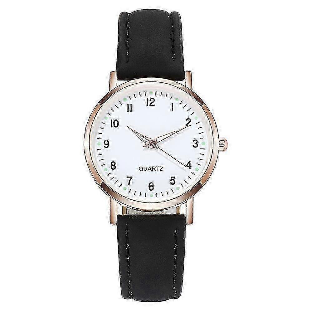 unbrand Montre-bracelet analogique à quartz pour femme petite décontractée en cuir Noir