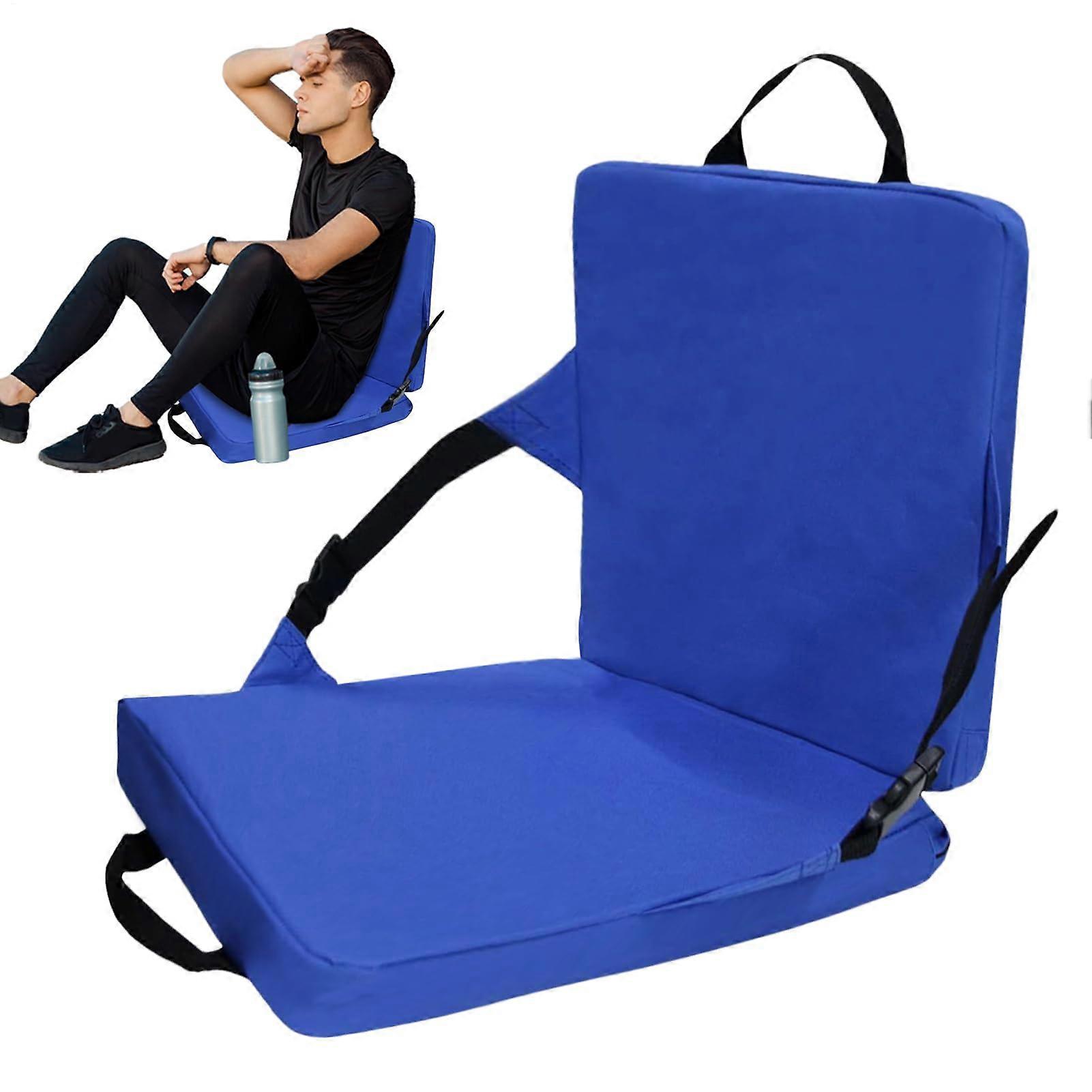 Stadium Chair With Back Support, AntiSlip Cushion, Thickened Foam, Blue, For Beach, Picnics, Tailgating, Camping