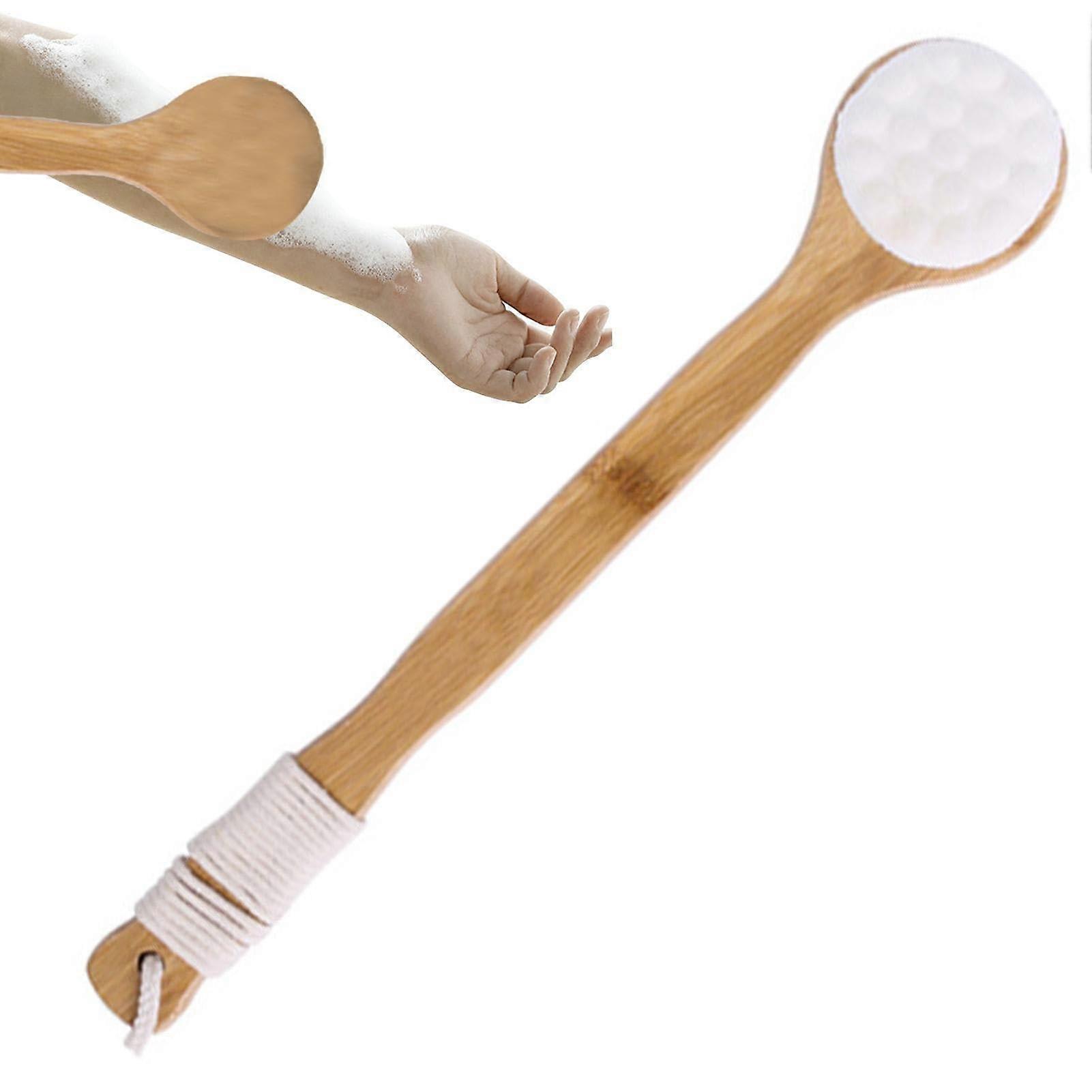 Body Shower Brush Cat Back Scrubber With Soft Dense Velvet Bristles White Handheld