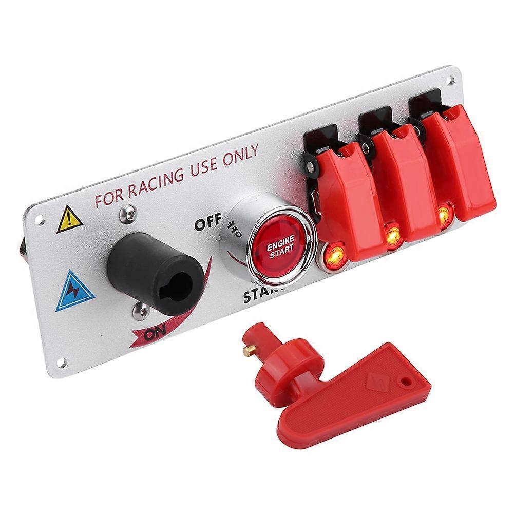 12V Racing Car Ignition Switch Panel Engine Start LED Push Button Toggle Panel