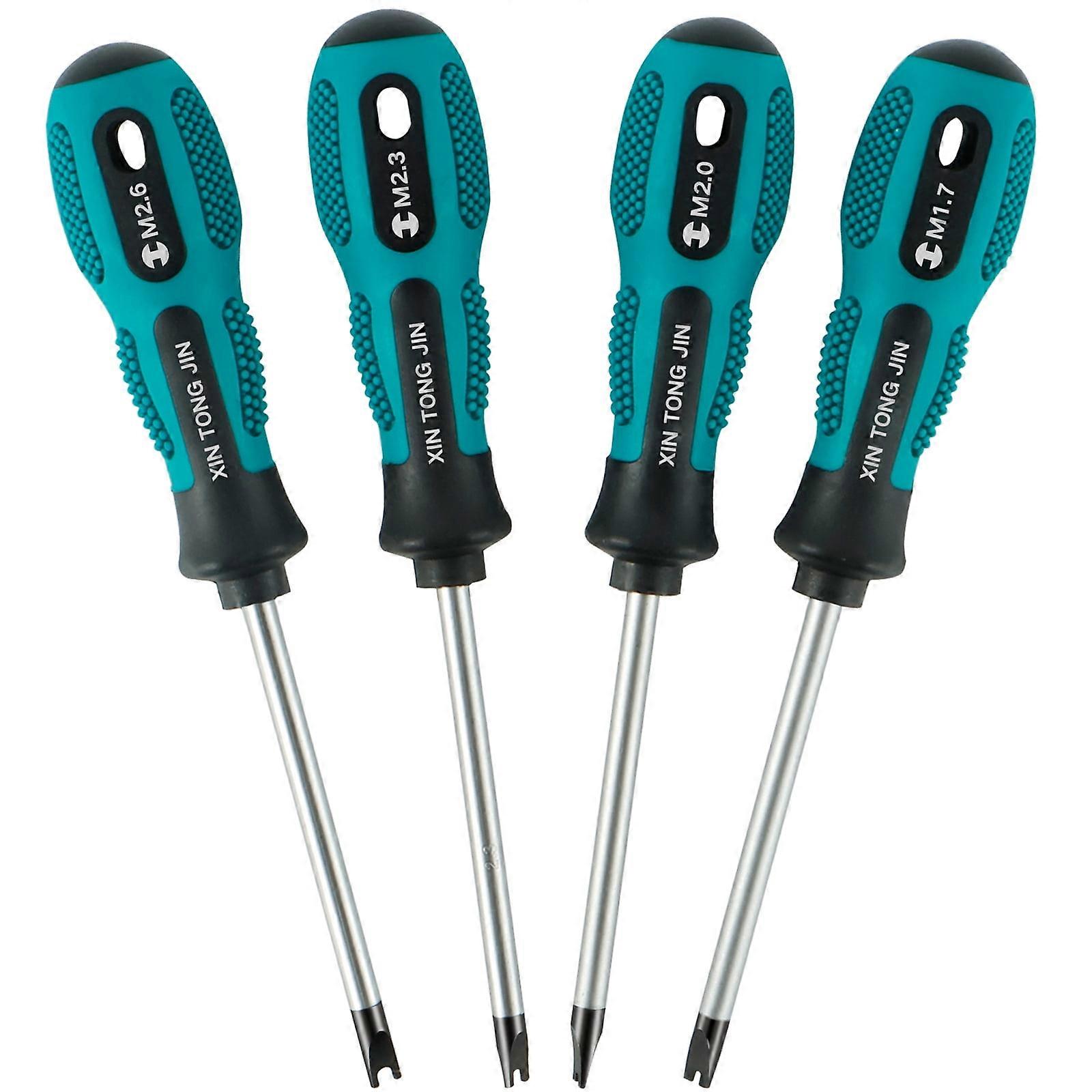 Qenwkxz 4PCS U-Head Precision Screwdriver Set Cr-V M1.7/2.0/2.3/2.6 x 50mm Compatible with Small Screws