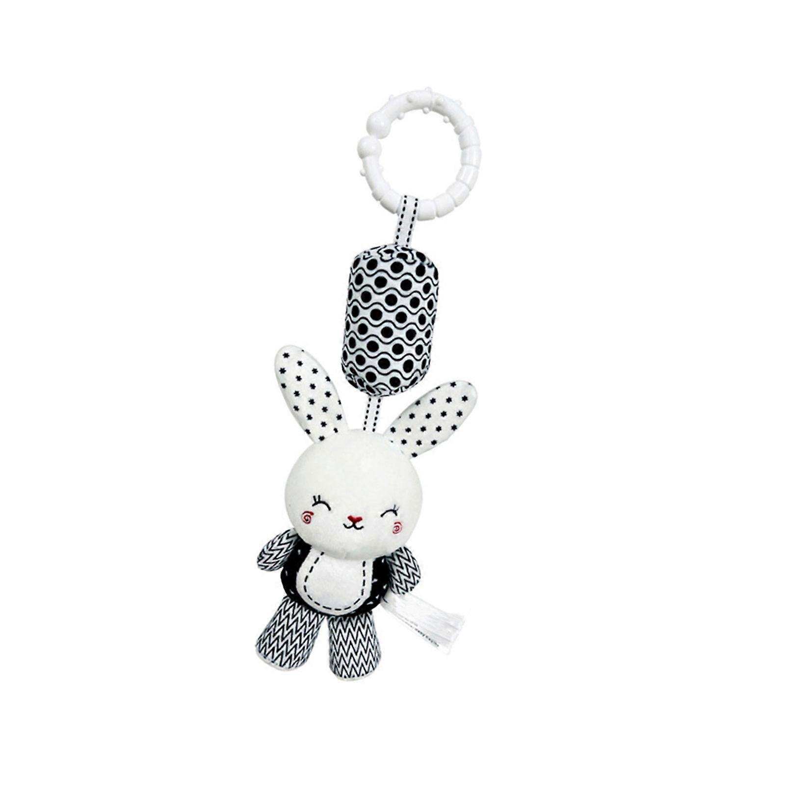 Black White Animal Plush Rattle Teether Toy For Baby Soft Sensory Crib Mobile Stroller Hanging Auditory Development Toy Multicolor