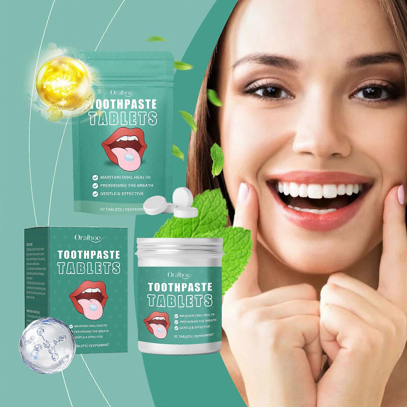Oralhoe Toothpaste Tablets Are Convenient And Refreshing For Cleaning Teeth Stains And Yellow Stains, Reducing Unpleasant Odors And Providing Long-Las